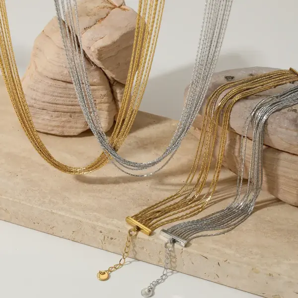 PVD Coated Real Gold Plated 18K Gold White Gold Plated Solid Color 304 Stainless Steel Vacation Modern Style Waterproof Non Tarnish Jewelry Set