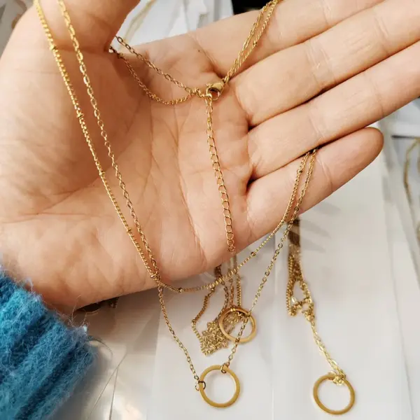 Wholesale Simple Style Circle Stainless Steel Titanium Steel Plating Layered Necklaces