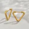 304 Stainless Steel Triangle Circle Heart Shape Electroplated Golden Plated Simple Style Enamel Hoop Earrings