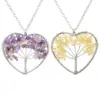 Wholesale Fashion Tree Heart Shape Artificial Crystal Copper Beaded Hollow Out Pendant Necklace 1 Piece