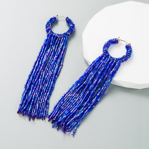 oly-e1889b91690c04a1d276032f22520f2c Wholesale ZA Cross-border Trend ins Creative Long Tassel Earrings Women's Distinctive Color Rice Beads Fashion High-end Ear Jewelry