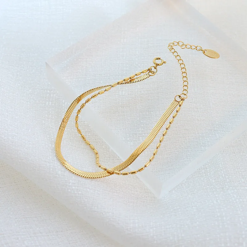 Wholesale PVD Coated Real Gold Plated 18K Gold Geometric 304 Stainless Steel Fashion Waterproof Non Tarnish 304 Stainless Steel Bracelets