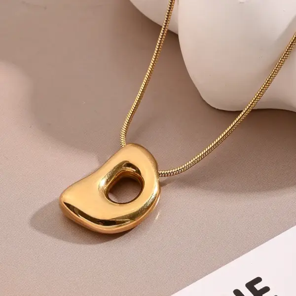 Wholesale Jewelry Casual Modern Style Simple Style Letter 304 Stainless Steel 18K Gold Plated Handmade Polishing Snake Chain Pendant Necklace