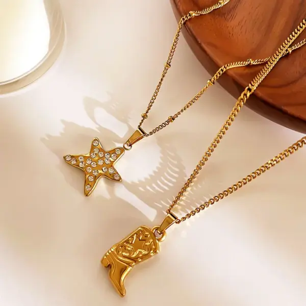 PVD Coated Real Gold Plated 18K Gold Lemon Cherry Strawberry 316L Stainless Steel Retro Sweet Waterproof Non Tarnish Surgical Steel Pendant Necklace