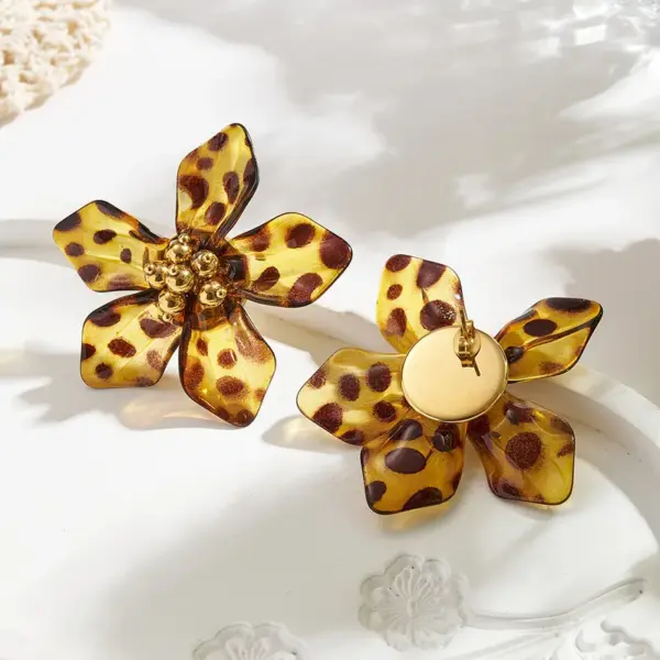 Wholesale Hot-Selling INS Style Real Gold Plated 304 Stainless Steel Furnace Electroplated Resin Flower Earrings Ring Bracelet Set