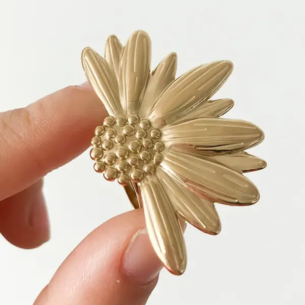 Wholesale PVD Coated 14K Gold Real Gold Plated Flower Dragonfly 304 Stainless Steel Elegant Glam Artistic Waterproof Non Tarnish Rings