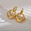 Wholesale PVD Coated Gold Plated Solid Color Stainless Steel Casual Waterproof Non Tarnish Drop Earrings