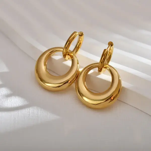 Wholesale PVD Coated Gold Plated Solid Color Stainless Steel Casual Waterproof Non Tarnish Drop Earrings
