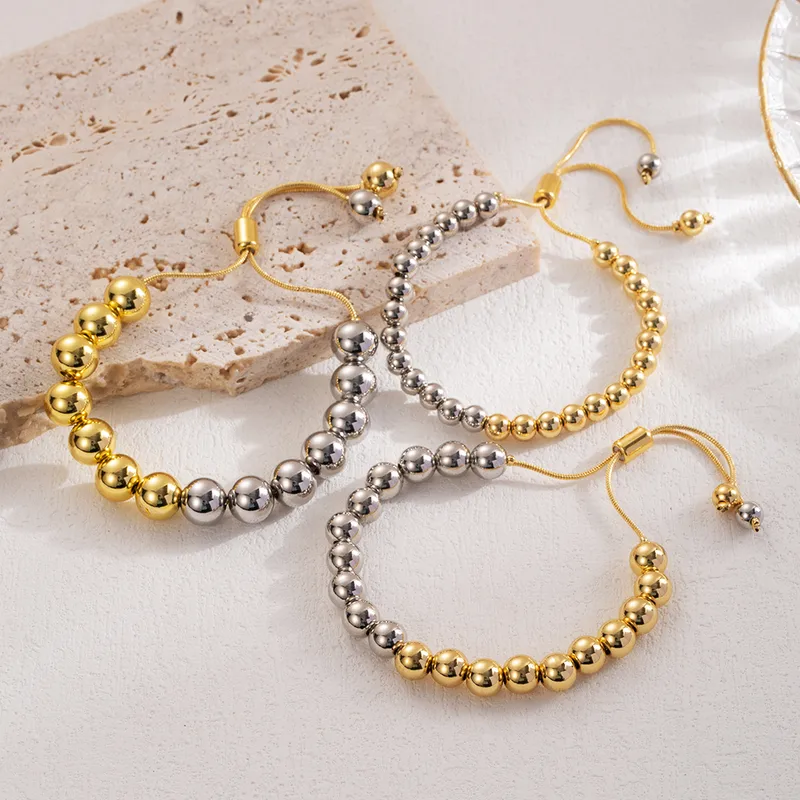 Wholesale Ig Style Classic Style Round Color Block Copper 18k Gold Plated Bracelets In Bulk