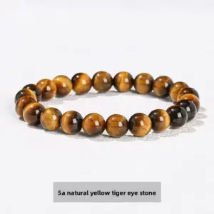5a Natural Yellow Tiger Eye Stone Bracelet / Diameter 6.1-6.8mm (about 30-32 Pieces)