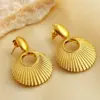 Wholesale PVD Coated Real Gold Plated 18K Gold Solid Color 304 Stainless Steel Elegant Retro Waterproof Non Tarnish Drop Earrings