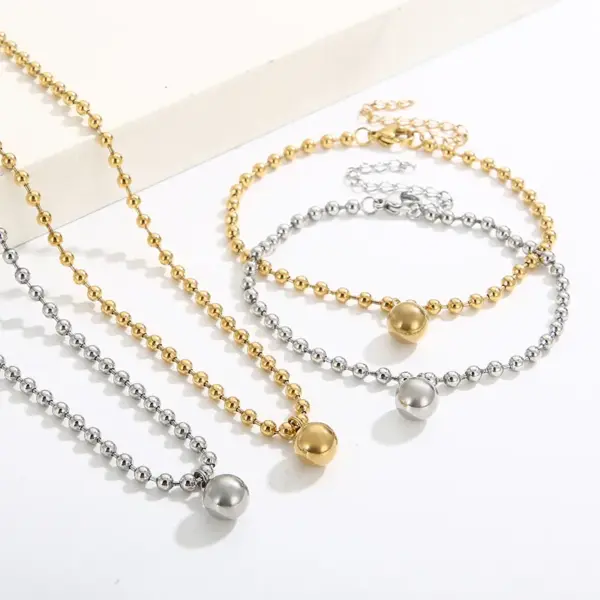 Wholesale PVD Coated 18K Gold Plated Solid Color Stainless Steel Streetwear Waterproof Non Tarnish Bracelets Necklace