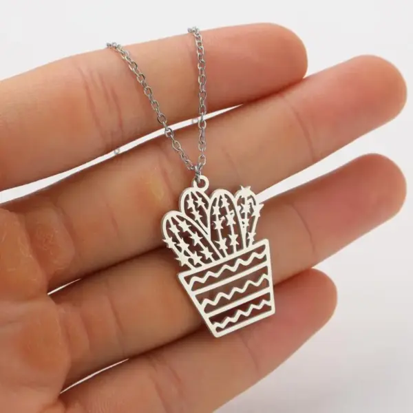 Wholesale Jewelry Fashion Cactus 201 Stainless Steel 18K Gold Plated Plating Stainless Steel Necklaces