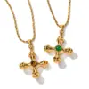 Wholesale PVD Coated Real Gold Plated Cross Stainless Steel IG Style Waterproof Non Tarnish 304 Stainless Steel Pendant Necklace