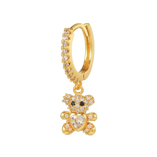 Wholesale 1 Piece Fashion Animal Star Moon Inlaid Zircon Copper Zircon 18K Gold Plated Earrings