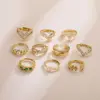 Wholesale Elegant Luxurious Shiny V Shape Copper Plating Inlay Zircon 18k Gold Plated Open Rings