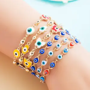 Fashion New Copper Gold-plated ipping Oil Devil's Eye Bracelet