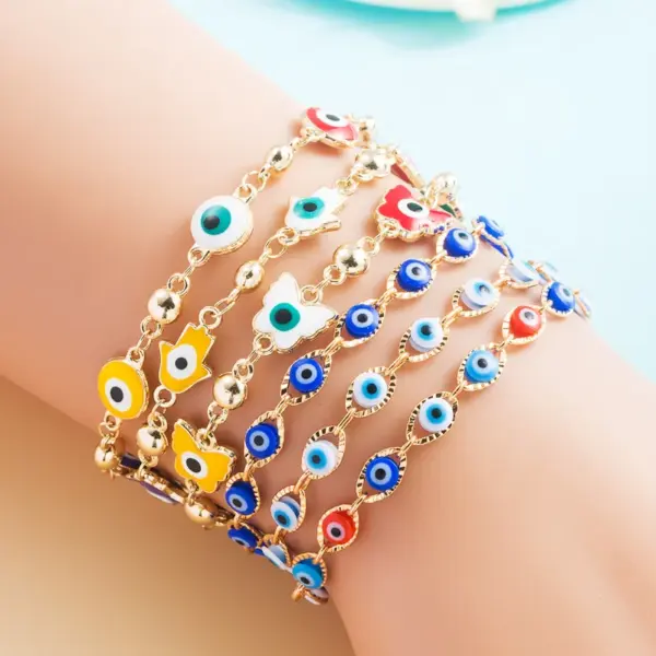 Fashion New Copper Gold-plated ipping Oil Devil's Eye Bracelet