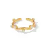 Wholesale PVD Coated Real Gold Plated Geometric 316 Stainless Steel Retro Waterproof Non Tarnish Open Ring