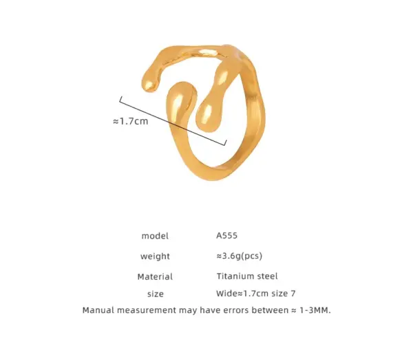 Wholesale 304 Stainless Steel Solid Color PVD Coated 18K Gold Plated Real Gold Plated Hip-Hop Exaggerated Waterproof Non Tarnish Plating Gold Rings