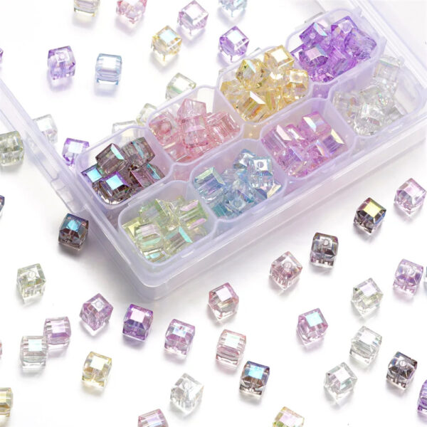 Wholesale 8mm multi-cut acrylic high-transparency square beads colorful three-dimensional loose beads diy bracelet earrings necklace accessories