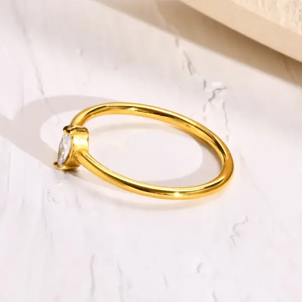 Wholesale 304 Stainless Steel 18K Gold Plated Simple Style Inlay Horse Eye Zircon Rings