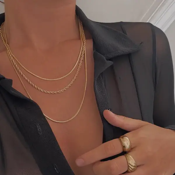 Wholesale Jewelry Casual Simple Style Solid Color 304 Stainless Steel 18K Gold Plated Plating Stainless Steel Necklaces
