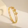 Simple Style Classic Style Tree Solid Color Flower 304 Stainless Steel 18K Gold Plated Zircon Bangle In Bulk
