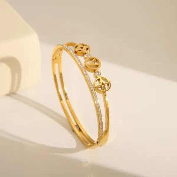 Simple Style Classic Style Tree Solid Color Flower 304 Stainless Steel 18K Gold Plated Zircon Bangle In Bulk