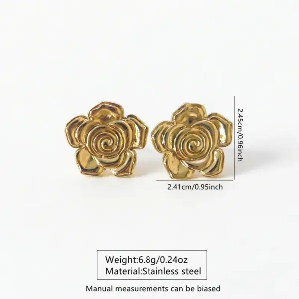 Wholesale Water Plated Imitation Gold Style Three-Dimensional Flower Plumeria Shape Earrings 304 Stainless Steel Women's Earrings