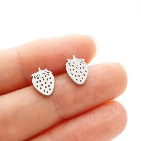 PVD Coated 18K Gold Real Gold Plated Mermaid Apple Strawberry 304 Stainless Steel IG Style Modern Style Sweet Waterproof Non Tarnish Ear Studs