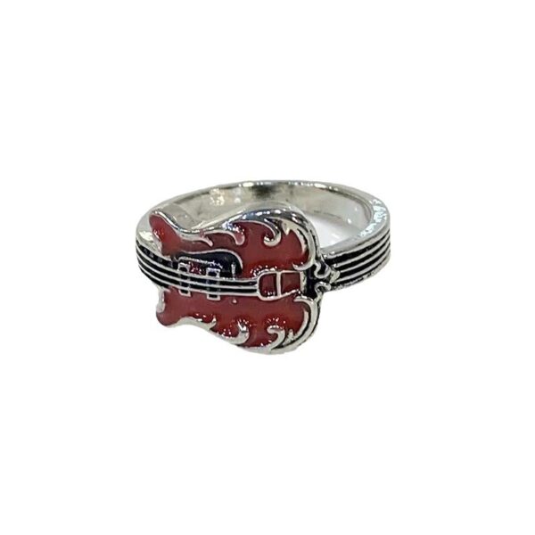 Wholesale Long Live Freedom Retro Punk Rock Red Guitar Ring Men and Women Niche Design 2024 New Exquisite Ring