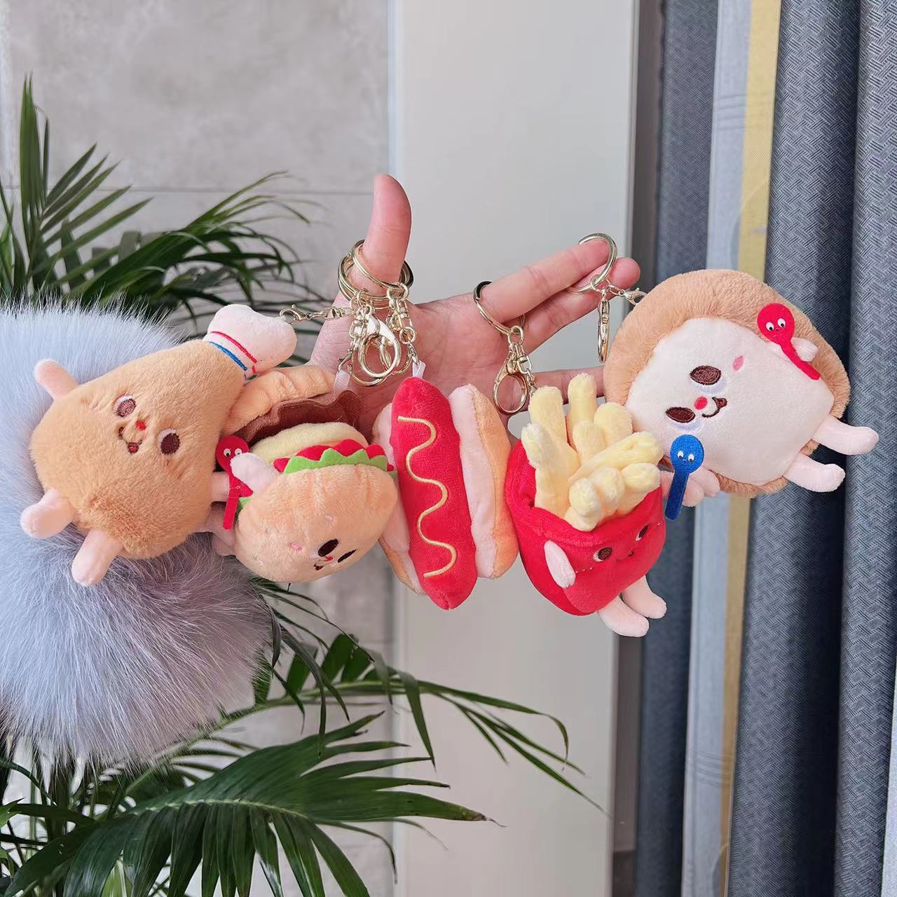 Wholesale 2025 New Product Cute Stued Pendant Burger Hot Dog Chicken Leg Doll Rag Doll Stued Toy Wedding Doll