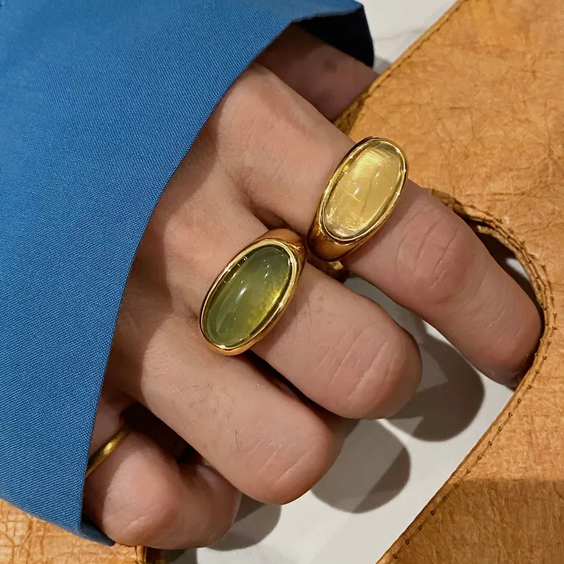 Style Stainless Steel Plated 18K Gold Embedded Zircon Ring Luxury Geometric Pattern Women's Ring For All Seasons