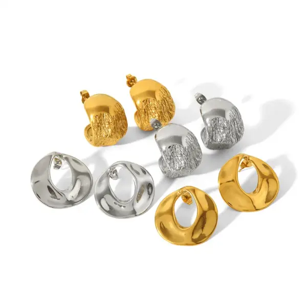 Wholesale 1 Pair IG Style Modern Style Geometric Heart Shape Plating 304 Stainless Steel 18K Gold Plated Ear Studs