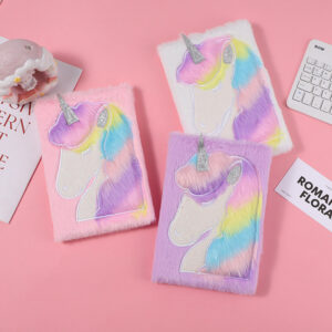Wholesale Plush Cartoon Unicorn Notebook Children's Pink Unicorn Notebook