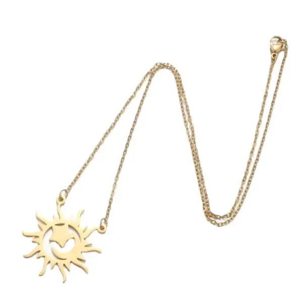 Wholesale Jewelry Retro Sun 201 Stainless Steel 18K Gold Plated Plating Stainless Steel Necklaces