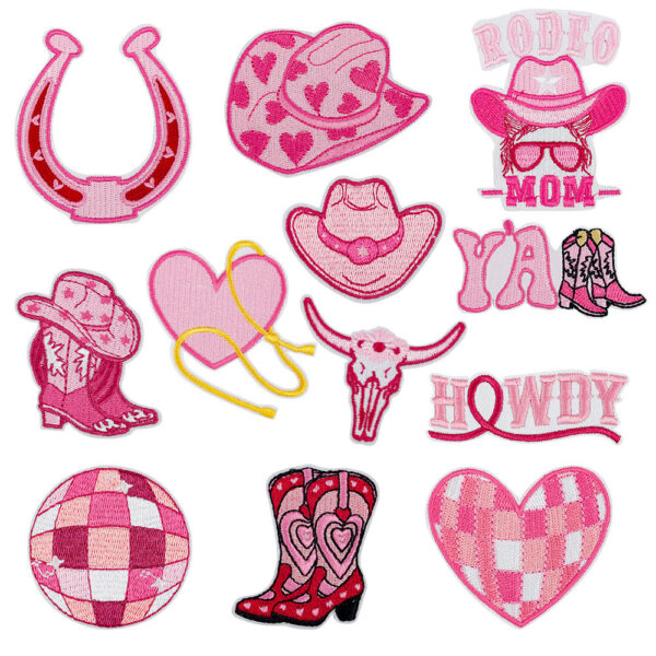 Wholesale Pink Western Cowboy Hat Embroidered Patch