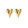 Wholesale 304 Stainless Steel Heart Shape PVD Coated Stone-Free 18K Real Gold Plated Simple Style Classic Style Ear Studs