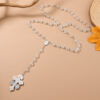 Wholesale 8mm matte glass beads cross rosary necklace