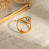 PVD Coated Real Gold Plated 18K Gold Geometric 304 Stainless Steel Vacation Simple Style Classic Style Waterproof Non Tarnish Open Rings