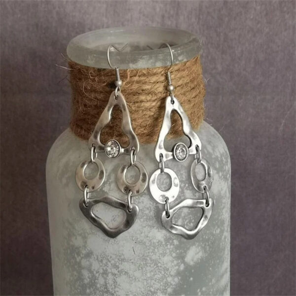 Wholesale Literary retro geometric splicing irregular hollow diamond earrings