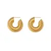 Wholesale 1 Pair Retro Stripe Solid Color Plating 304 Stainless Steel 18K Gold Plated Ear Studs