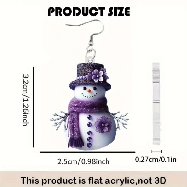 Wholesale Purple Christmas Snowman Acrylic Earrings
