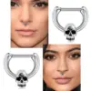 Wholesale 1 Piece Nose Rings & Studs Fashion Crown Skull Stainless Steel Plating Inlay Artificial Gemstones Nose Pin