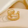 Wholesale PVD Coated 18K Gold Plated Star 304 Stainless Steel Simple Style Waterproof Non Tarnish Open Rings