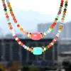 Wholesale Artificial Crystal Colorful Casual Vacation Waterproof Non Tarnish Beaded Handmade Colour Necklace