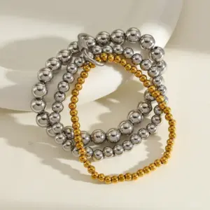 2 Steel 1 Gold - Striped Oval Steel Color Buckle