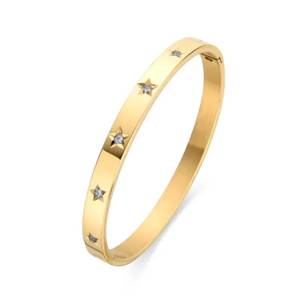 Wholesale PVD Coated Real Gold Plated Star Stainless Steel Simple Style Waterproof Non Tarnish Bangle