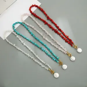 Wholesale Casual Irregular Freshwater Pearl Gravel Pendant Necklace In Bulk